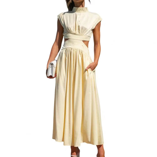 Effortless Grace: Elegant Casual Ruched Long Dress