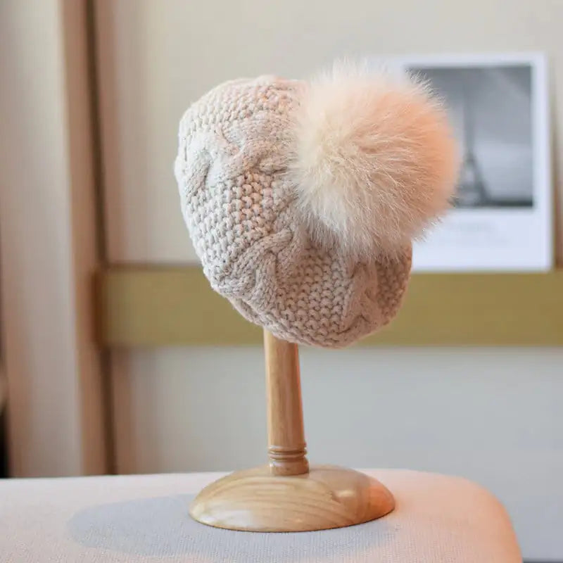 Warm Wool Hat with Fried Dough Twists Pattern