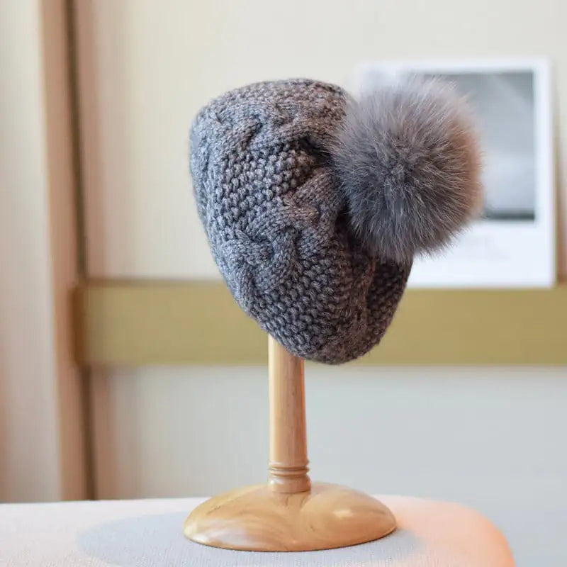 Warm Wool Hat with Fried Dough Twists Pattern