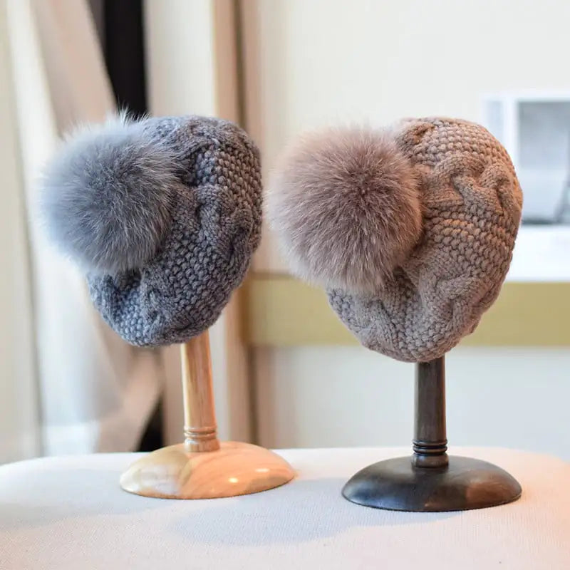 Warm Wool Hat with Fried Dough Twists Pattern