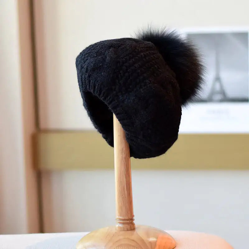 Warm Wool Hat with Fried Dough Twists Pattern